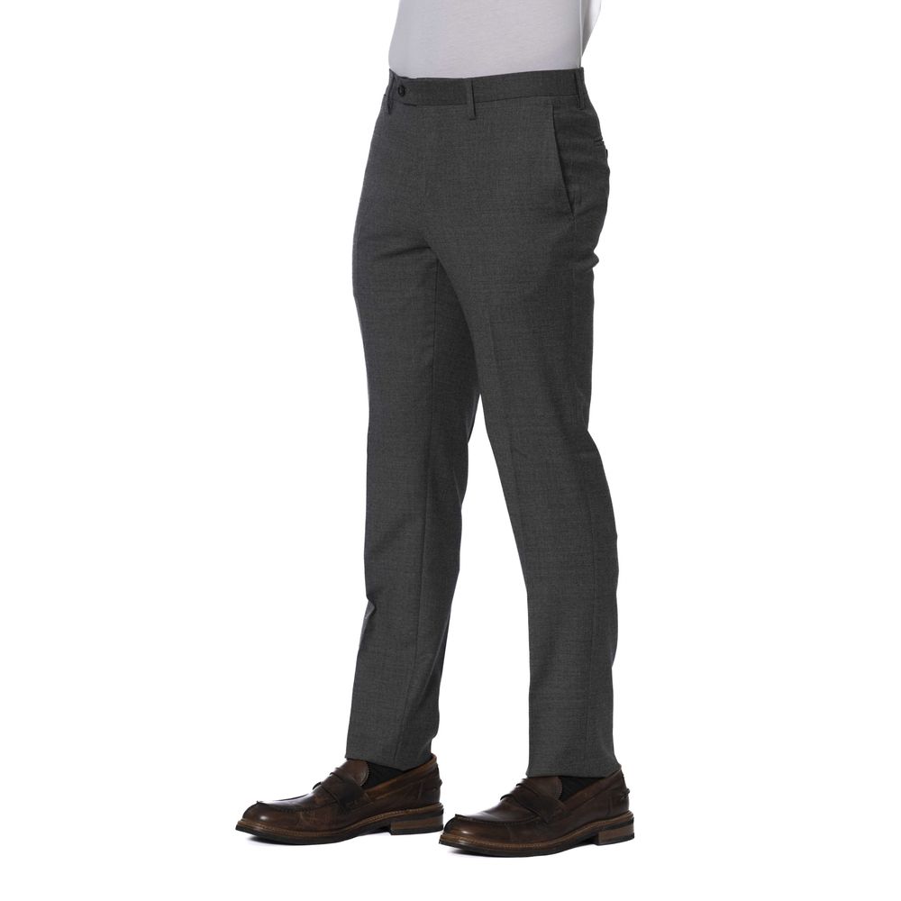 Trussardi Gray Wool Men Trousers -   -  Trussardi.
