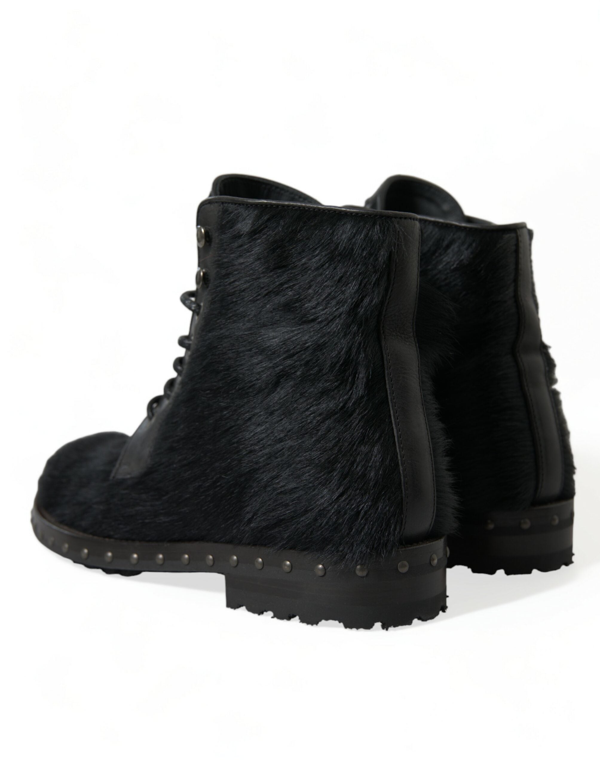 Dolce & Gabbana Black Pony Style Leather Mid Calf Boots Shoes -   -  Dolce & Gabbana.