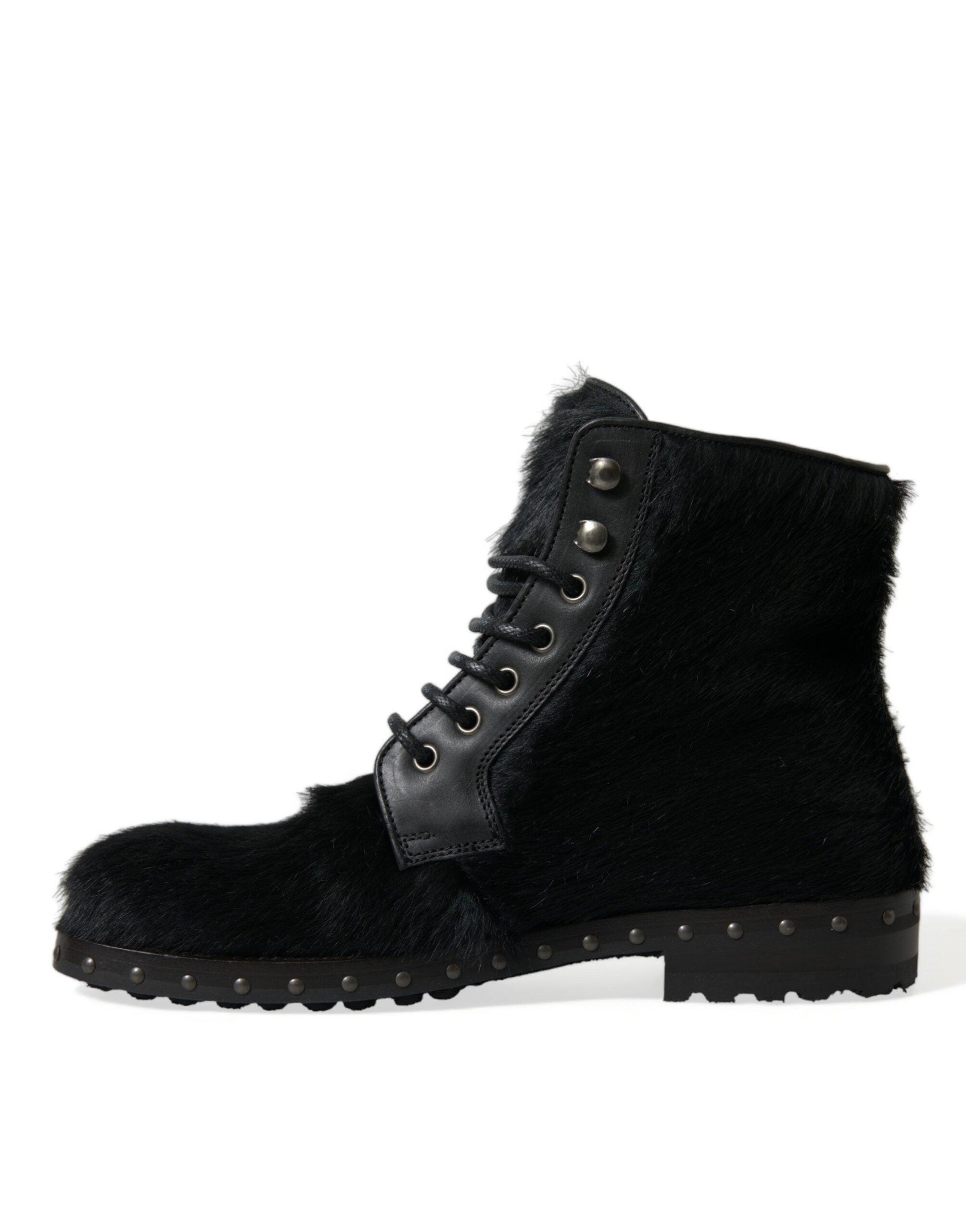 Dolce & Gabbana Black Pony Style Leather Mid Calf Boots Shoes -   -  Dolce & Gabbana.