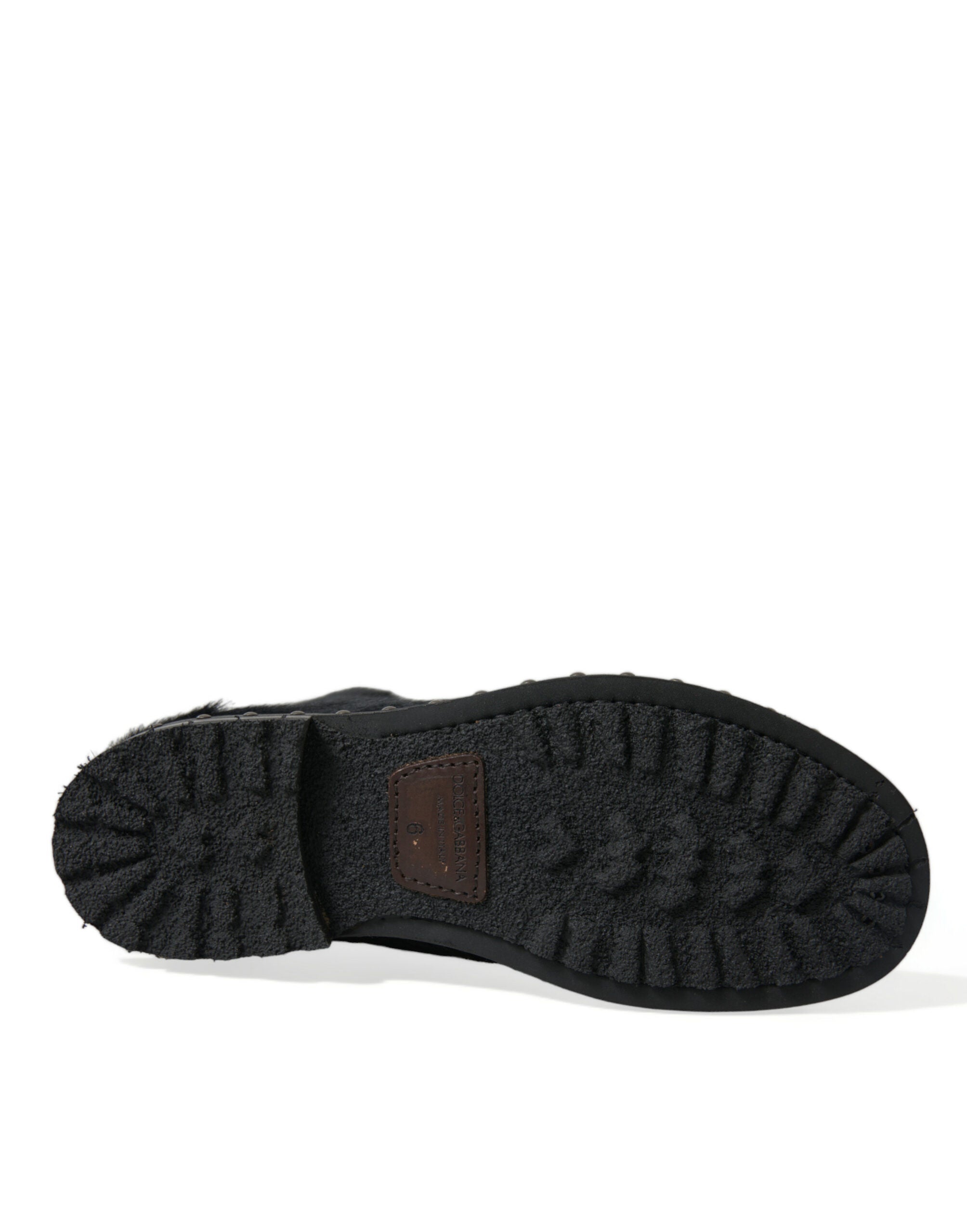 Dolce & Gabbana Black Pony Style Leather Mid Calf Boots Shoes -   -  Dolce & Gabbana.