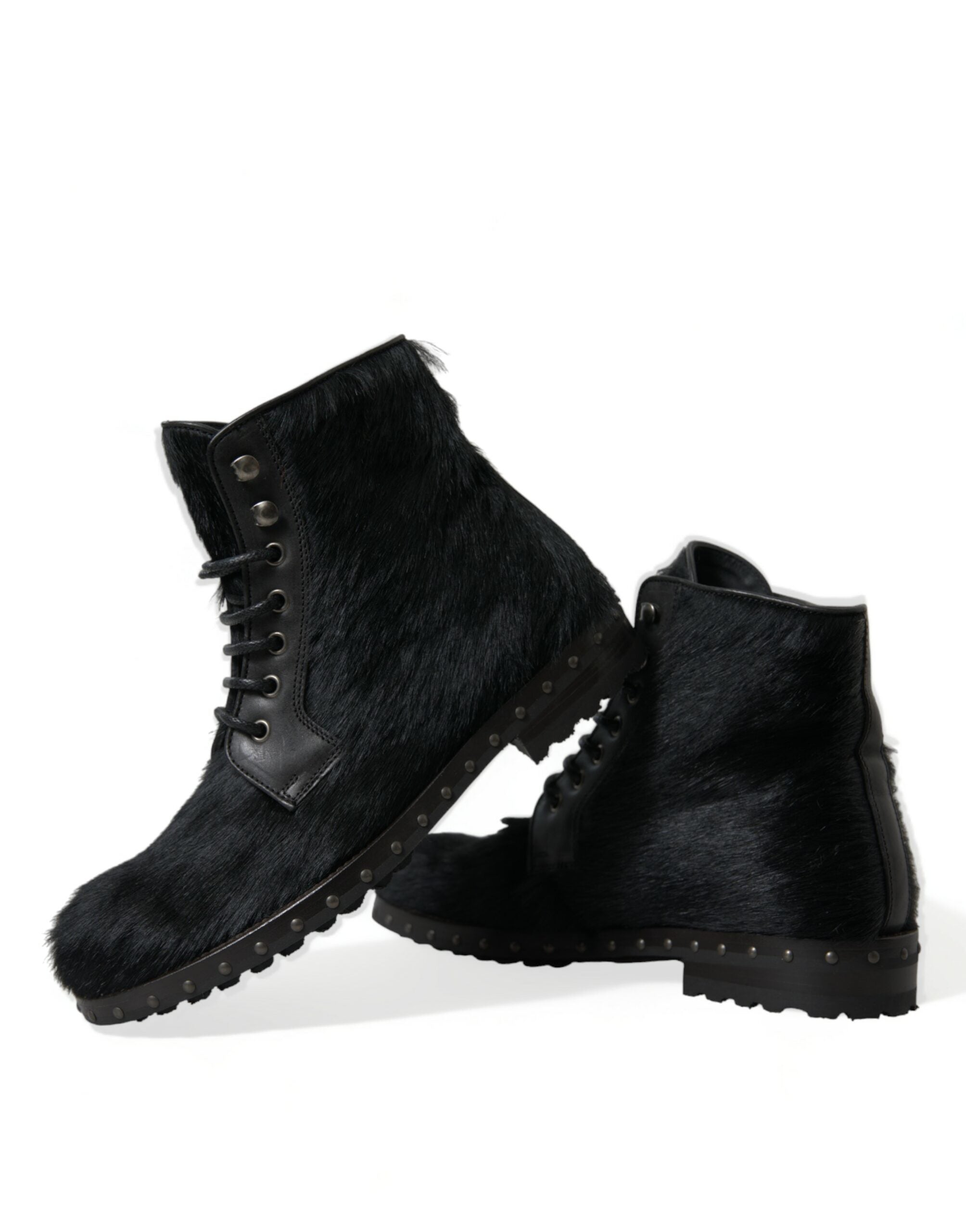 Dolce & Gabbana Black Pony Style Leather Mid Calf Boots Shoes -   -  Dolce & Gabbana.