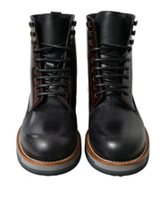 Dolce & Gabbana Black Leather Military Combat Boots Shoes -   -  Dolce & Gabbana.