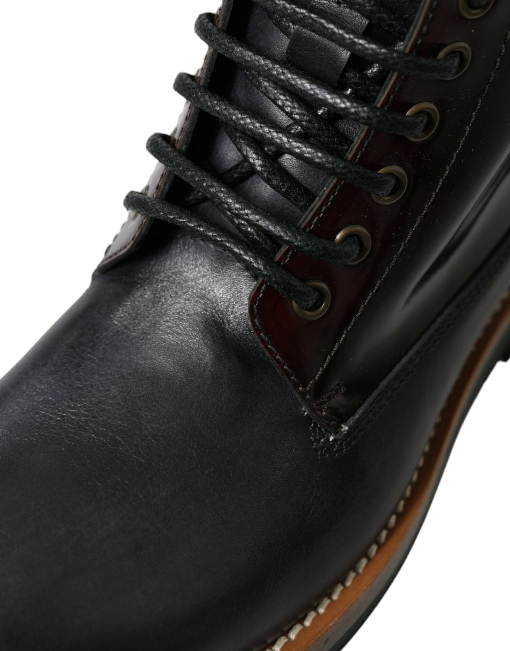 Dolce & Gabbana Black Leather Military Combat Boots Shoes -   -  Dolce & Gabbana.