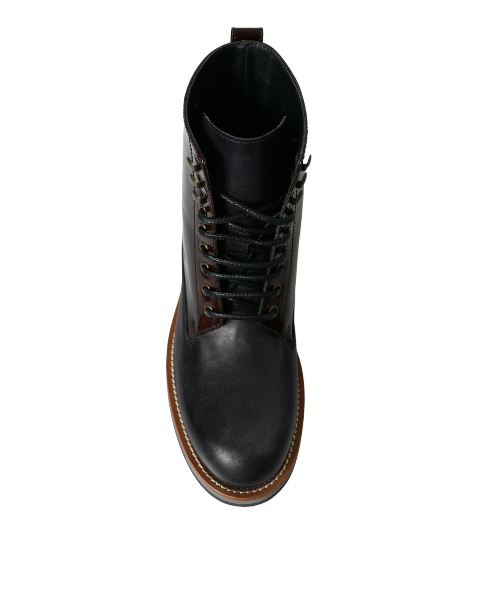 Dolce & Gabbana Black Leather Military Combat Boots Shoes -   -  Dolce & Gabbana.