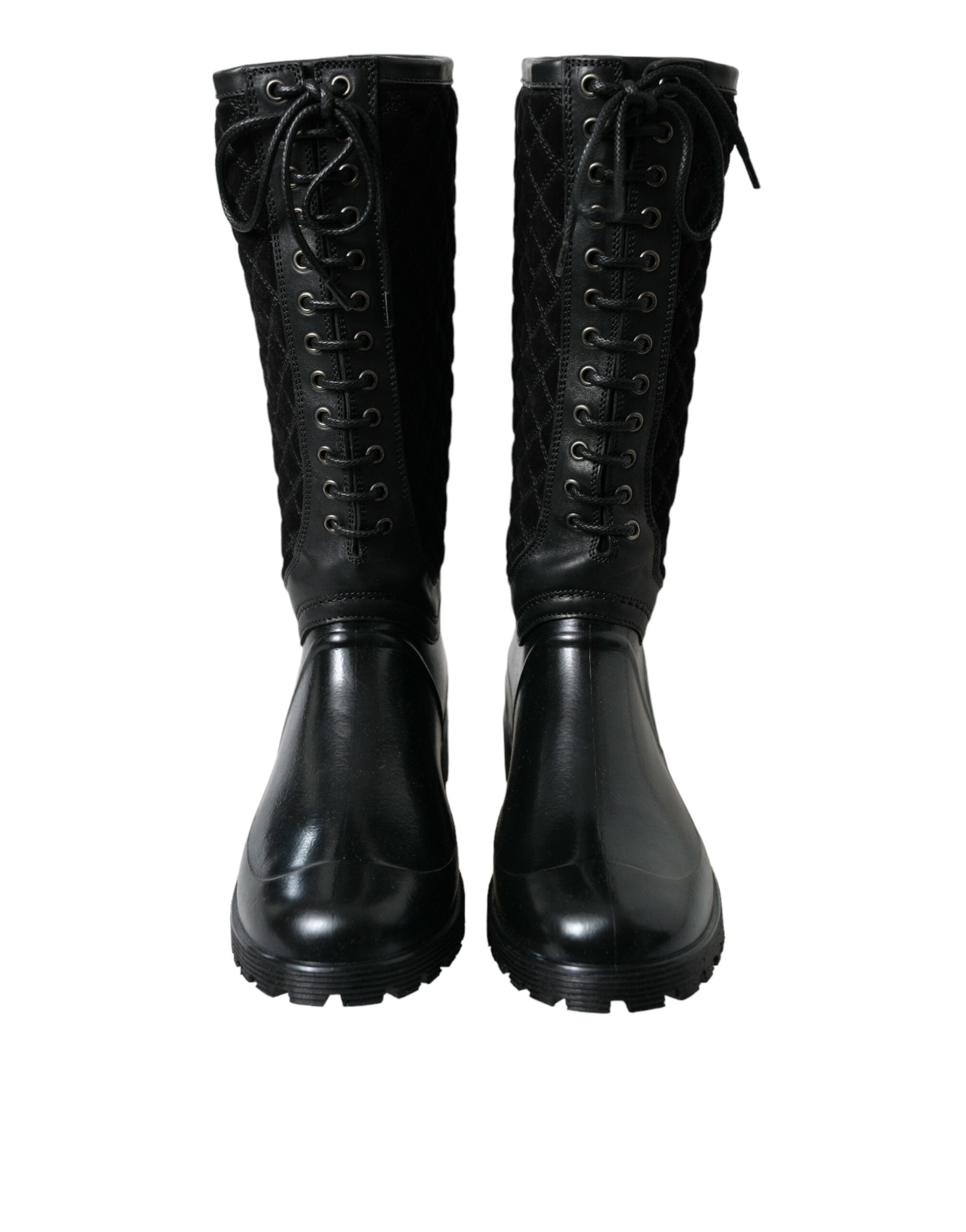 Dolce & Gabbana Black Chioggia Rubber Suede Rain Boots Shoes -   -  Dolce & Gabbana.