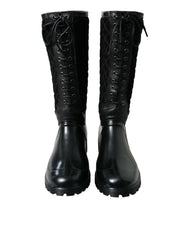 Dolce & Gabbana Black Chioggia Rubber Suede Rain Boots Shoes -   -  Dolce & Gabbana.