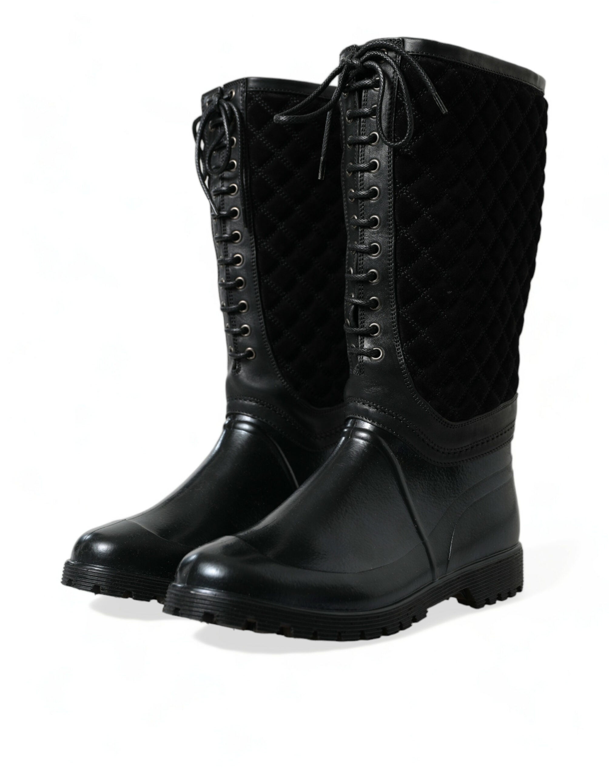 Dolce & Gabbana Black Chioggia Rubber Suede Rain Boots Shoes -   -  Dolce & Gabbana.