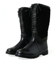Dolce & Gabbana Black Chioggia Rubber Suede Rain Boots Shoes -   -  Dolce & Gabbana.