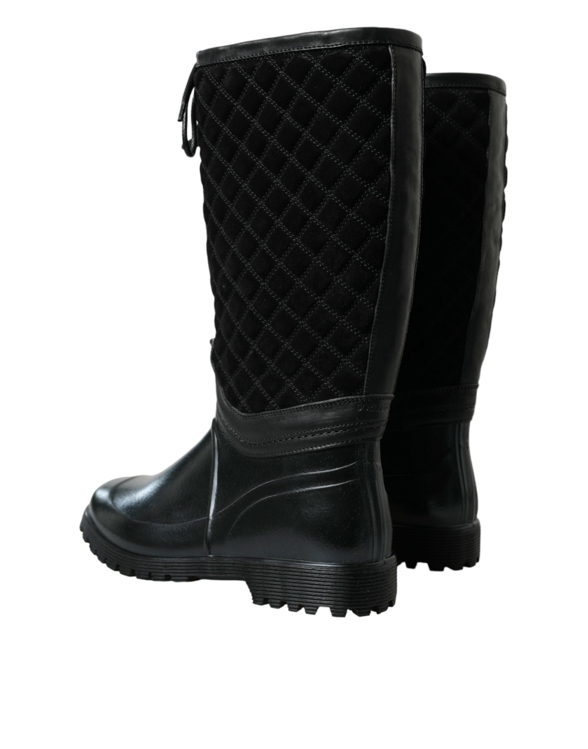 Dolce & Gabbana Black Chioggia Rubber Suede Rain Boots Shoes -   -  Dolce & Gabbana.