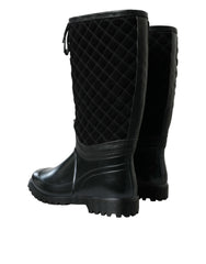 Dolce & Gabbana Black Chioggia Rubber Suede Rain Boots Shoes -   -  Dolce & Gabbana.