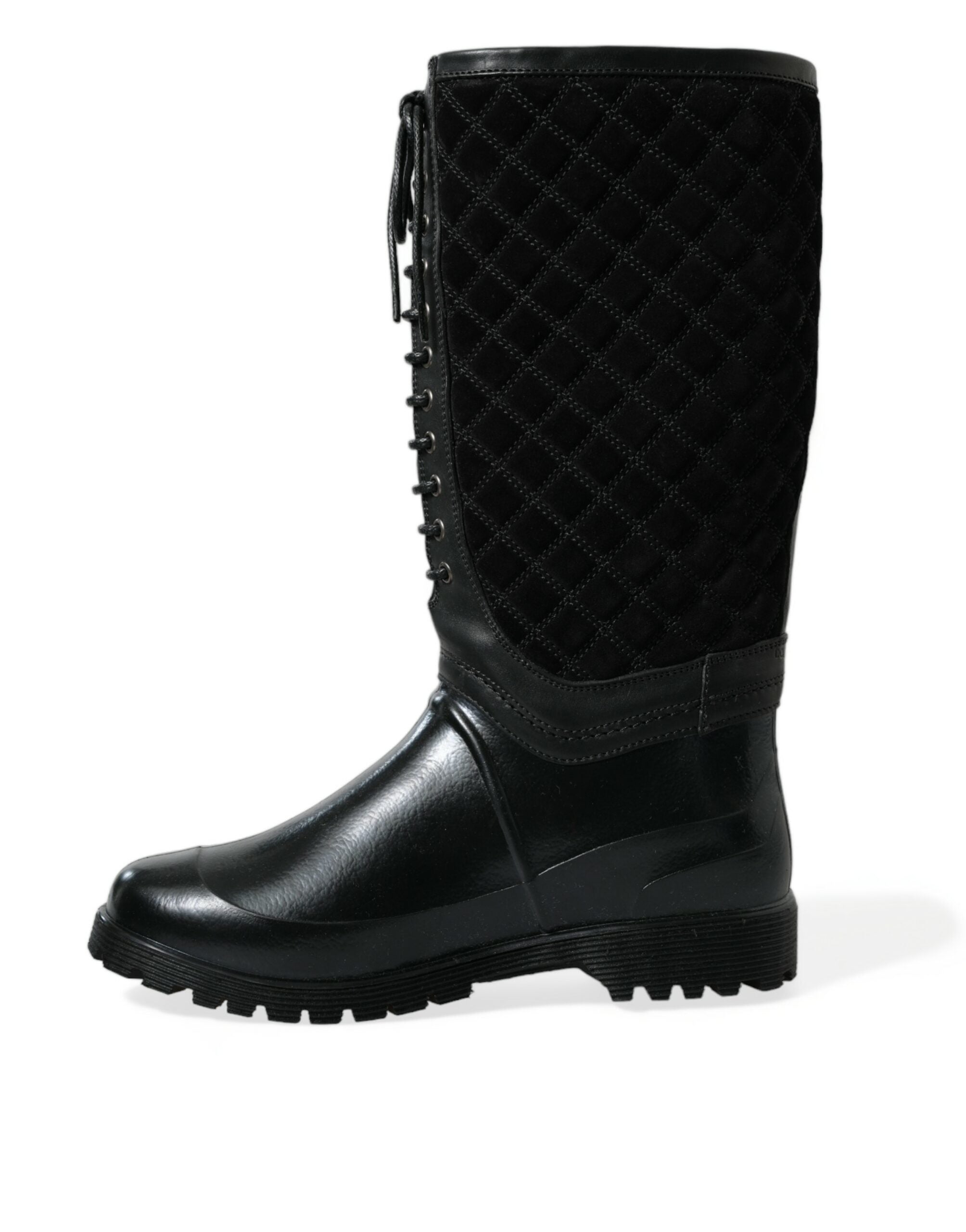 Dolce & Gabbana Black Chioggia Rubber Suede Rain Boots Shoes -   -  Dolce & Gabbana.