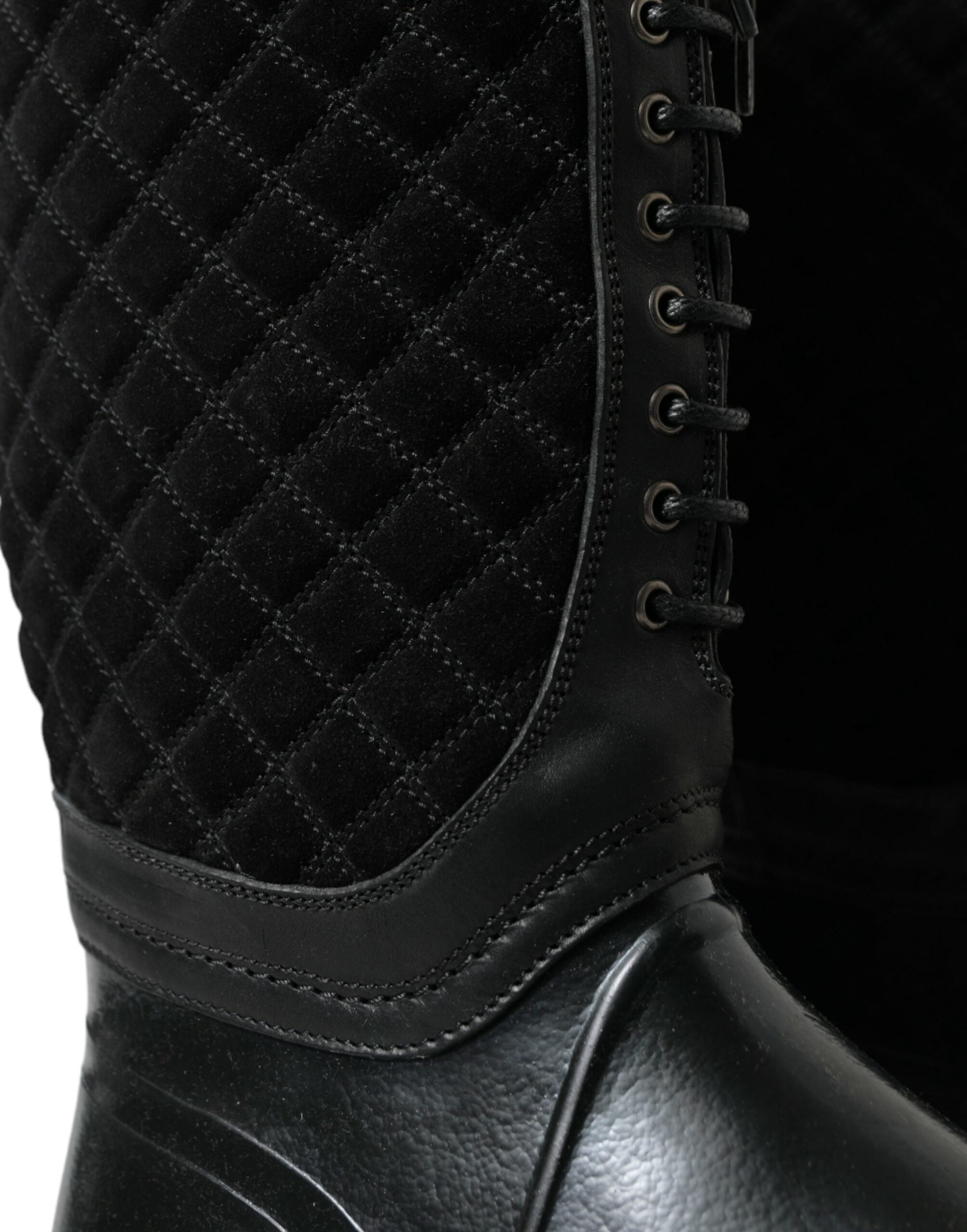 Dolce & Gabbana Black Chioggia Rubber Suede Rain Boots Shoes -   -  Dolce & Gabbana.