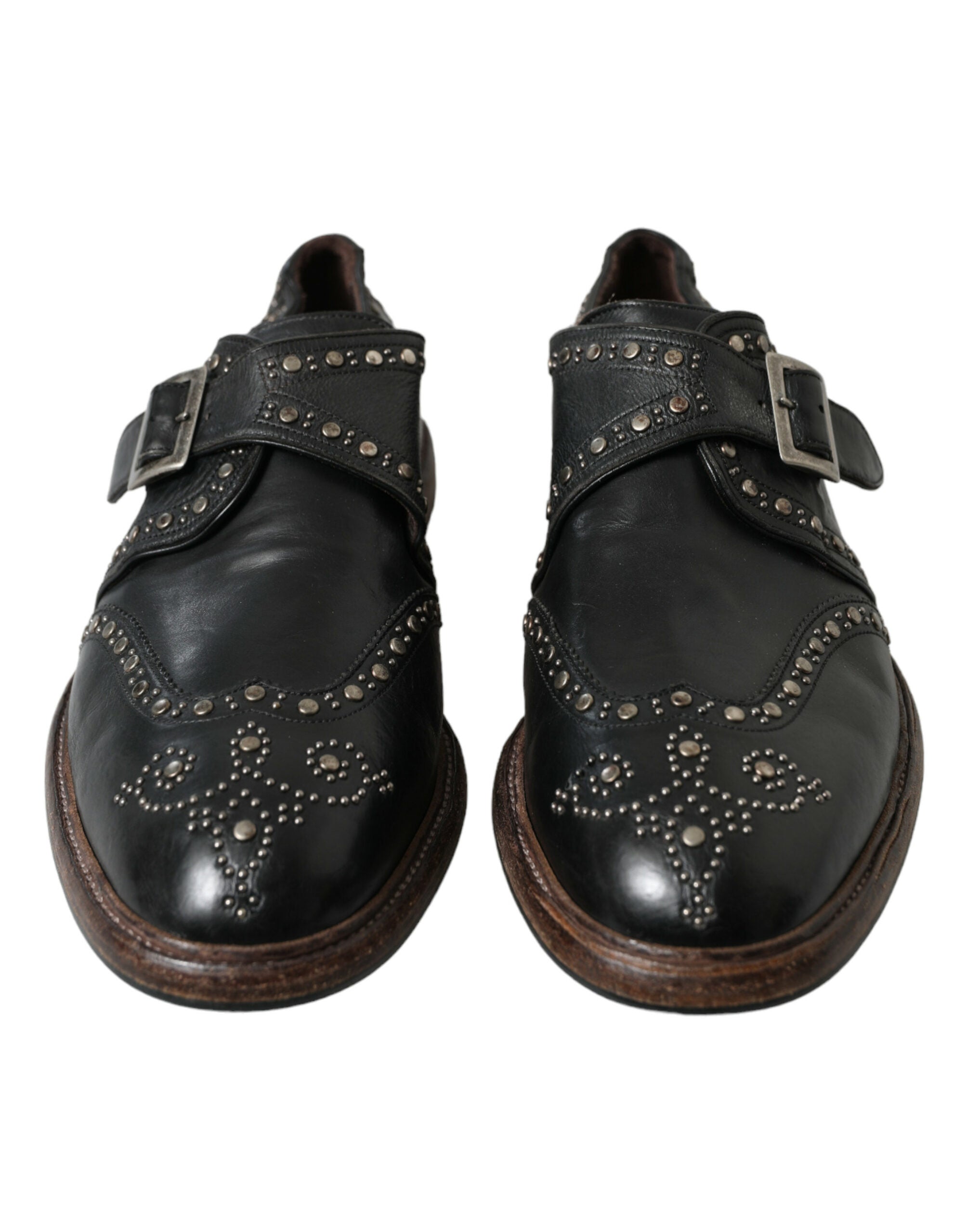Dolce & Gabbana Black Leather Monk Strap Studded Dress Shoes -   -  Dolce & Gabbana.