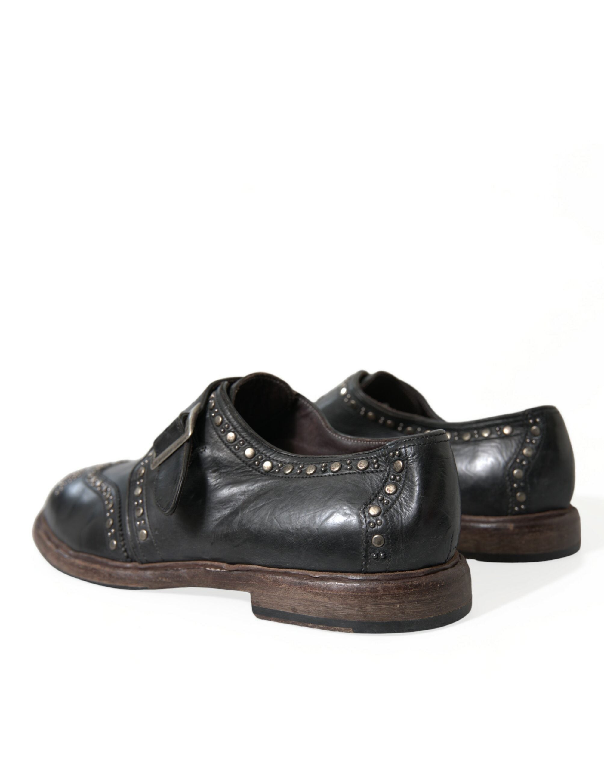 Dolce & Gabbana Black Leather Monk Strap Studded Dress Shoes -   -  Dolce & Gabbana.