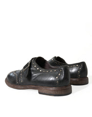 Dolce & Gabbana Black Leather Monk Strap Studded Dress Shoes -   -  Dolce & Gabbana.