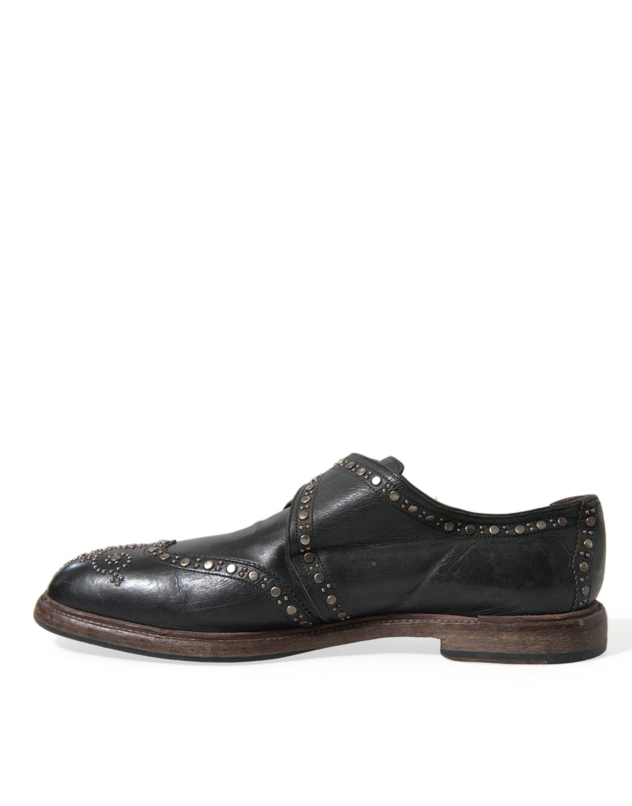 Dolce & Gabbana Black Leather Monk Strap Studded Dress Shoes -   -  Dolce & Gabbana.