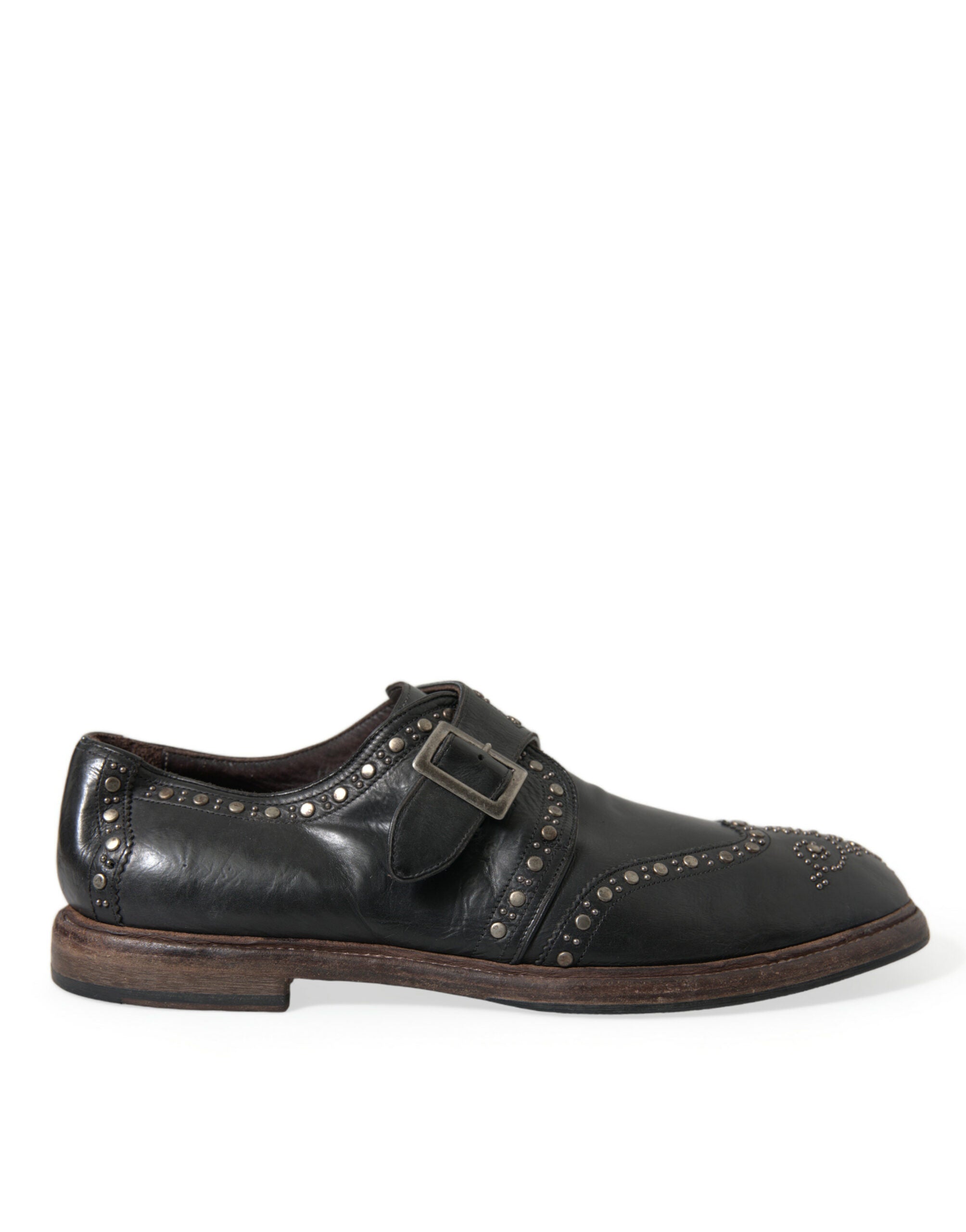 Dolce & Gabbana Black Leather Monk Strap Studded Dress Shoes -   -  Dolce & Gabbana.