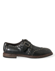 Dolce & Gabbana Black Leather Monk Strap Studded Dress Shoes -   -  Dolce & Gabbana.