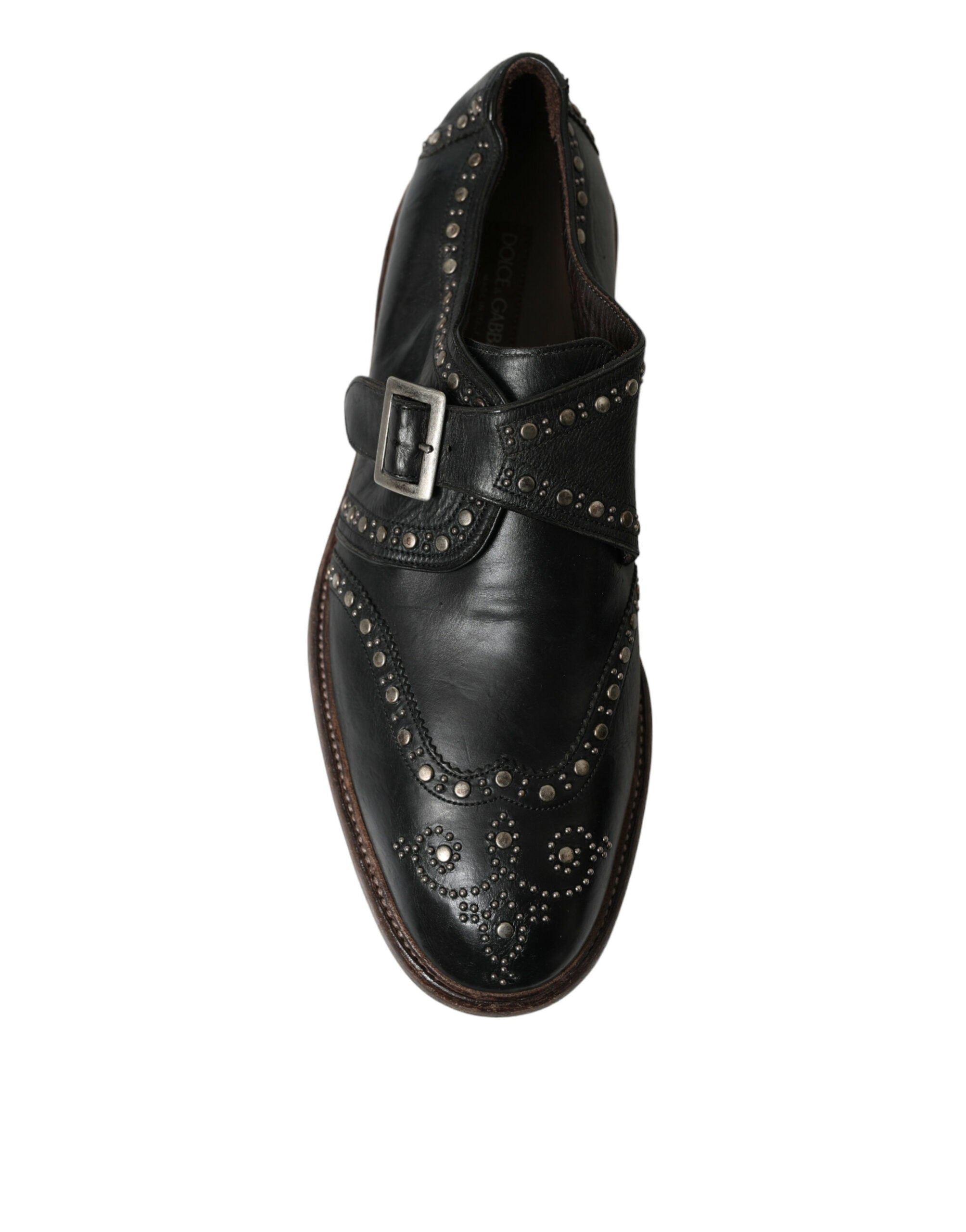 Dolce & Gabbana Black Leather Monk Strap Studded Dress Shoes -   -  Dolce & Gabbana.