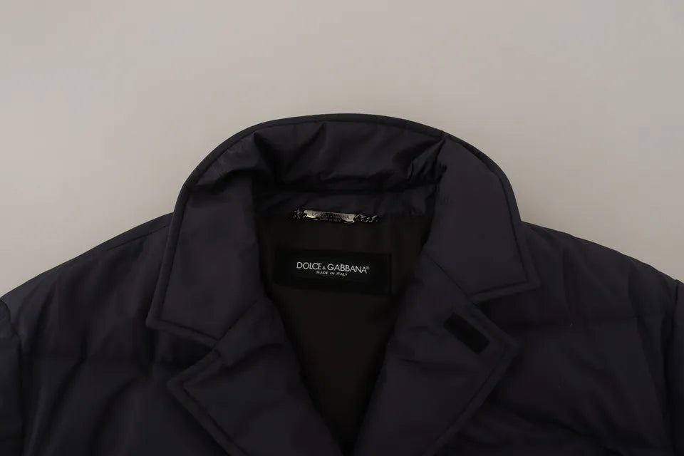 Dolce & Gabbana Blue Silk Goat Coat Blouson Winter Jacket -   -  Dolce & Gabbana.