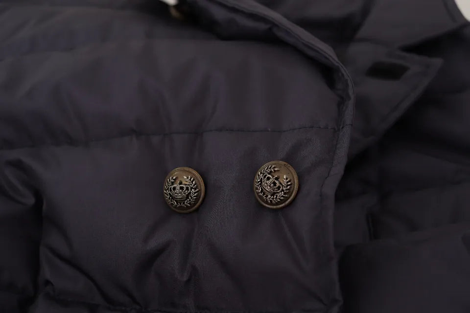 Dolce & Gabbana Blue Silk Goat Coat Blouson Winter Jacket -   -  Dolce & Gabbana.