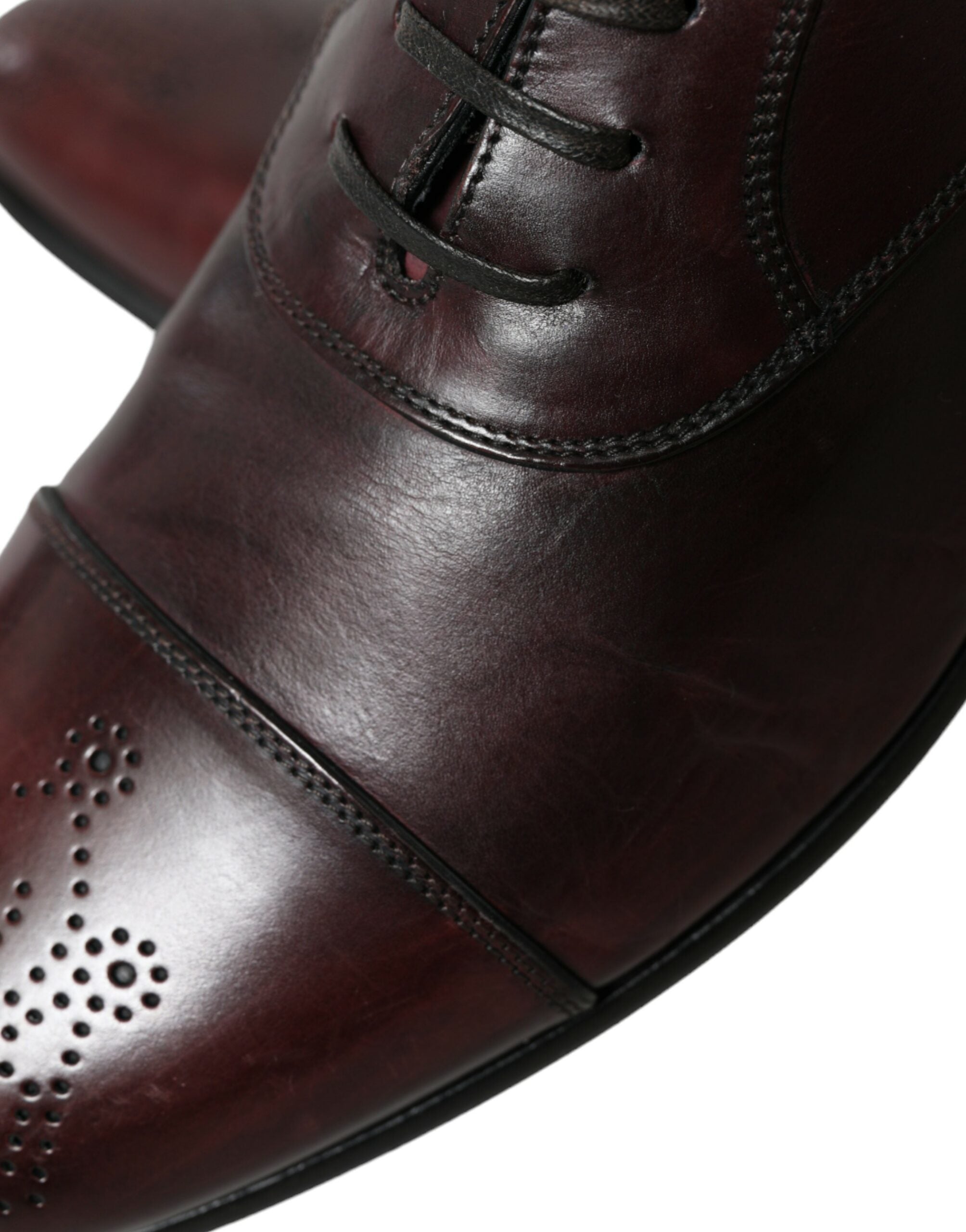 Dolce & Gabbana Bordeaux Leather Men Formal Derby Dress Shoes -   -  Dolce & Gabbana.