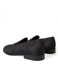 Dolce & Gabbana Black Brocade Men Slip On Loafer Dress Shoes -   -  Dolce & Gabbana.