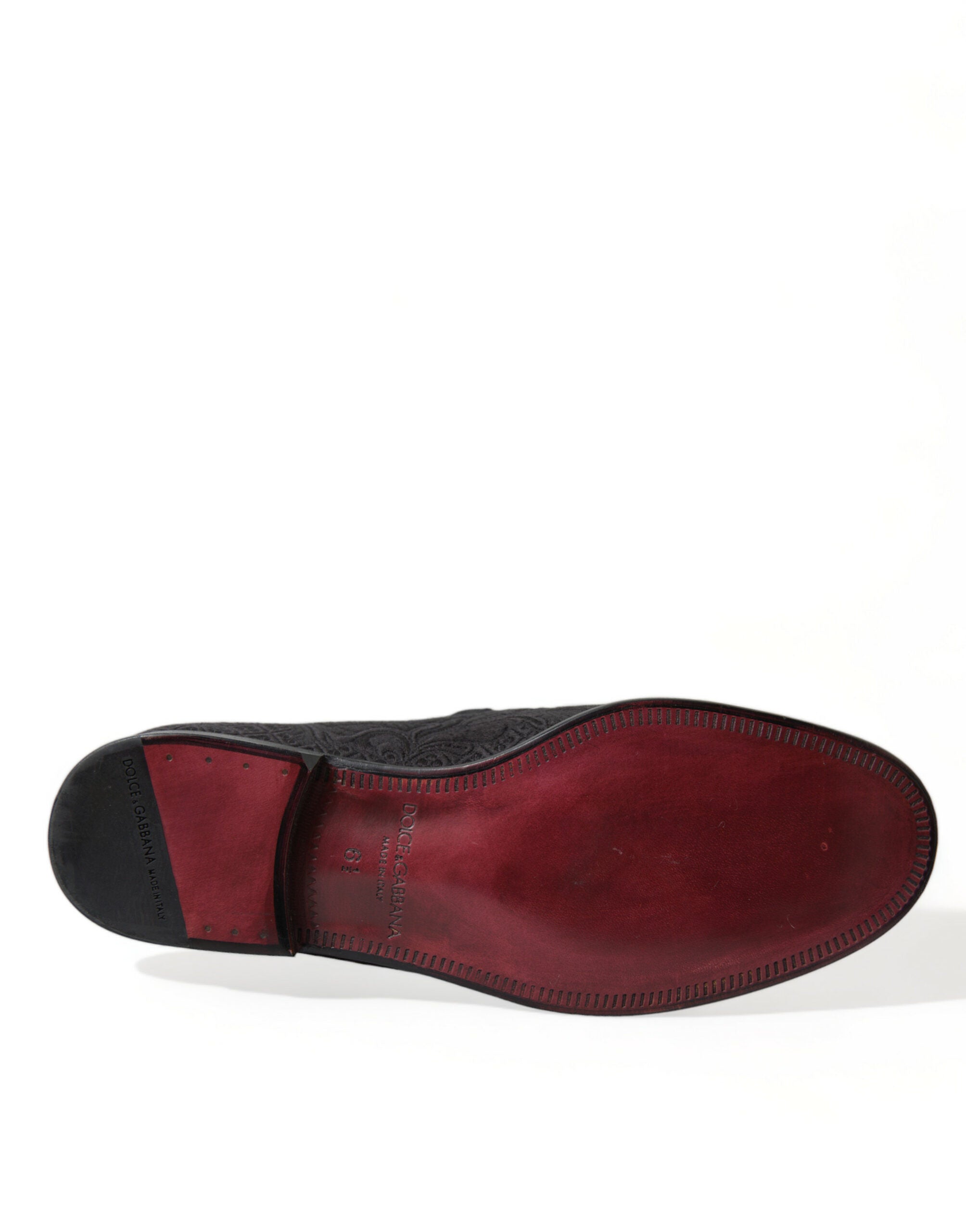 Dolce & Gabbana Black Brocade Men Slip On Loafer Dress Shoes -   -  Dolce & Gabbana.