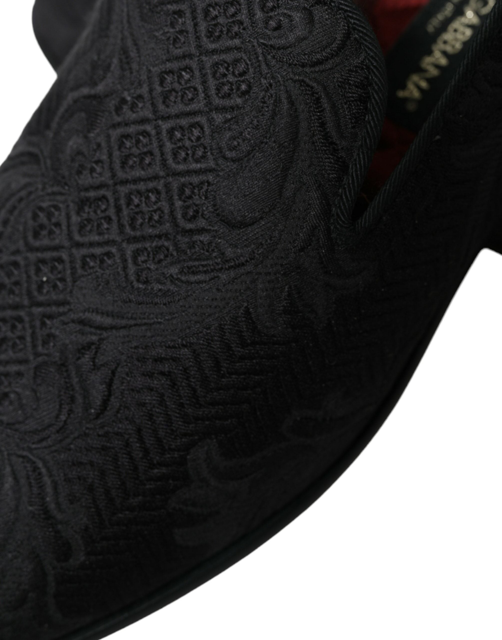 Dolce & Gabbana Black Brocade Men Slip On Loafer Dress Shoes -   -  Dolce & Gabbana.