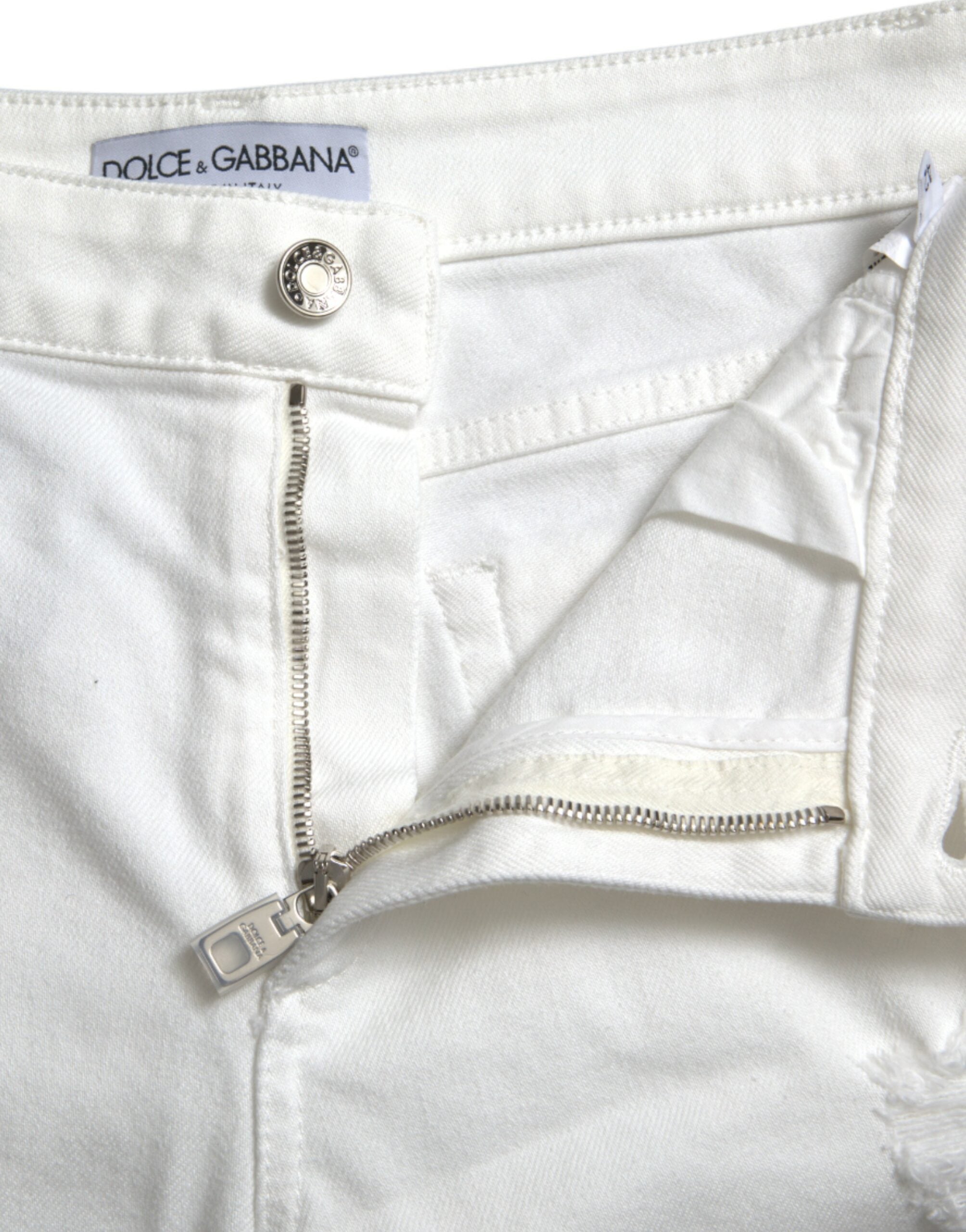 Dolce & Gabbana White Cotton Cropped Wide Leg Denim Jeans -   -  Dolce & Gabbana.