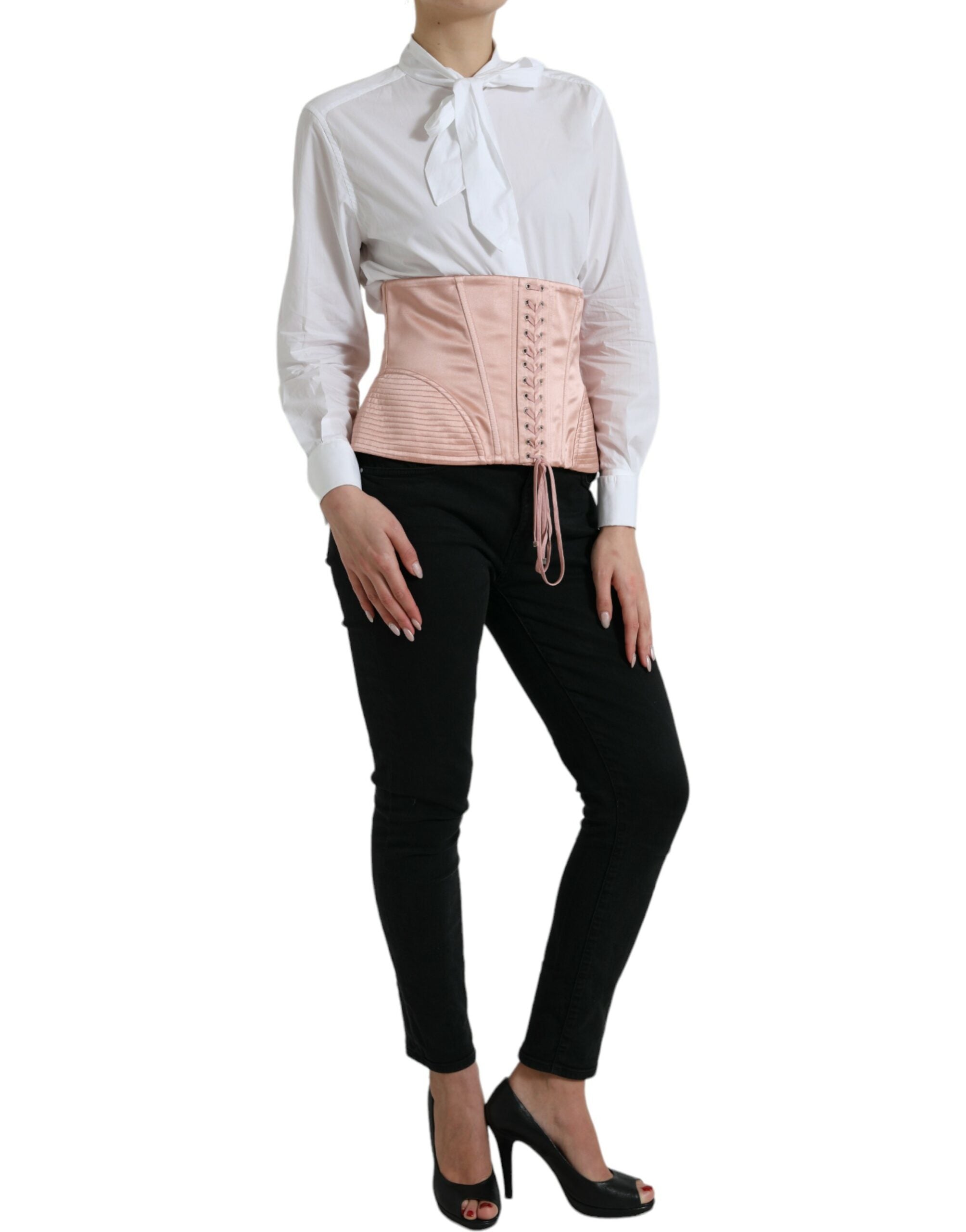 Dolce & Gabbana Pink Silk Stretch Belt Waist Strap Corset Top -   -  Dolce & Gabbana.