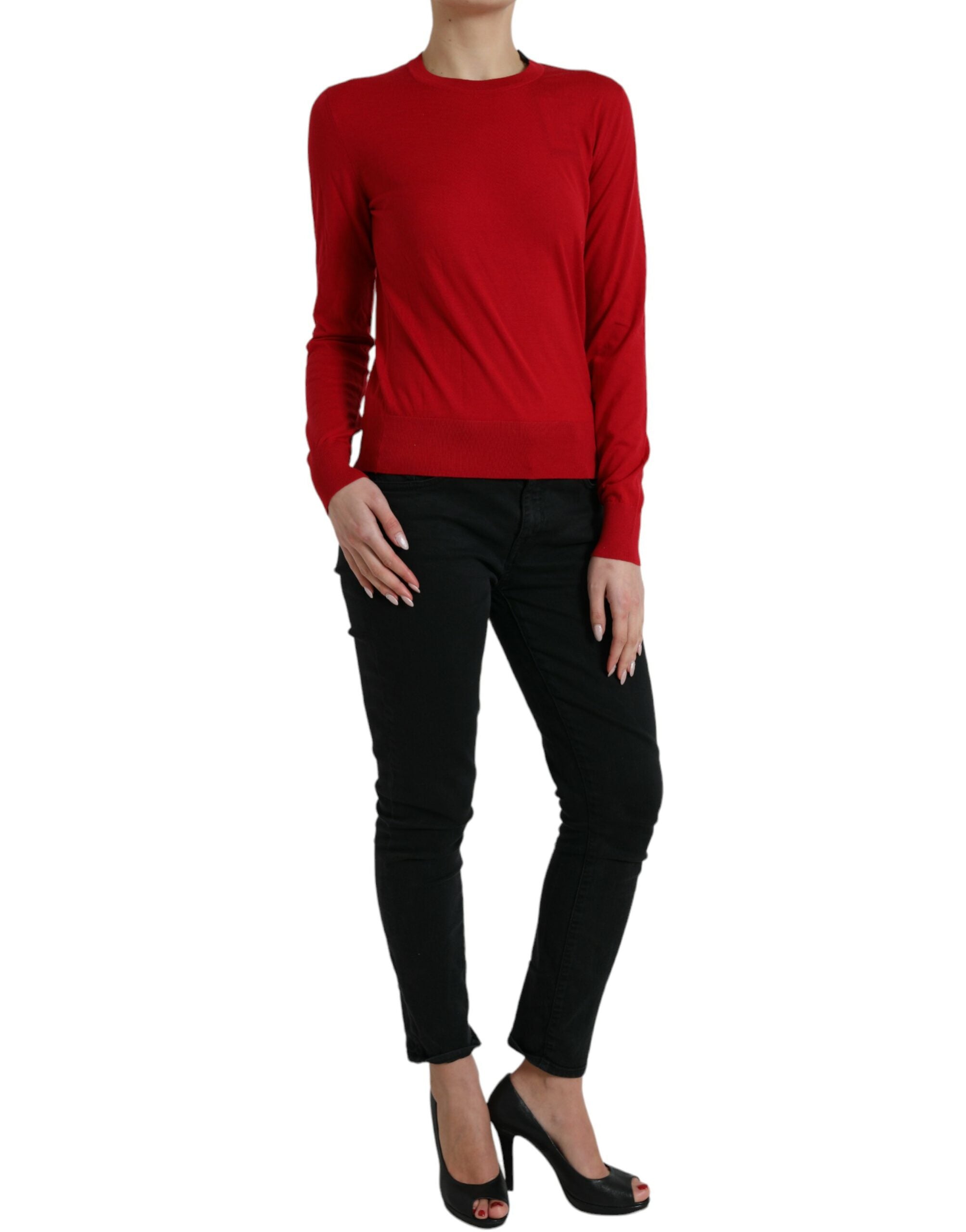 Dolce & Gabbana Red Wool Knitted Crew Neck Pullover Sweater -   -  Dolce & Gabbana.