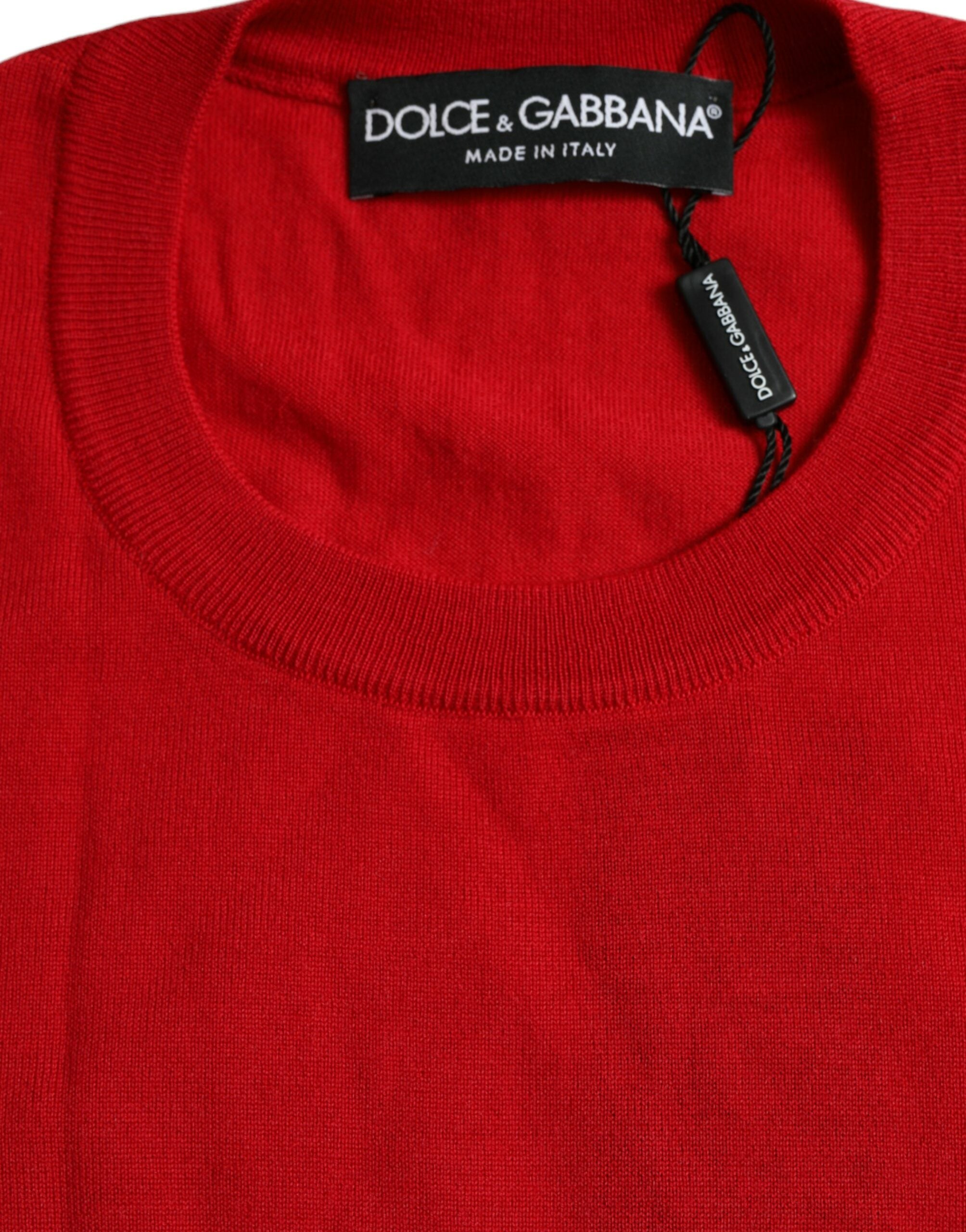 Dolce & Gabbana Red Wool Knitted Crew Neck Pullover Sweater -   -  Dolce & Gabbana.