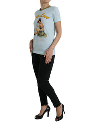 Dolce & Gabbana Light Blue Cotton Free Love Crew Neck T-shirt -   -  Dolce & Gabbana.