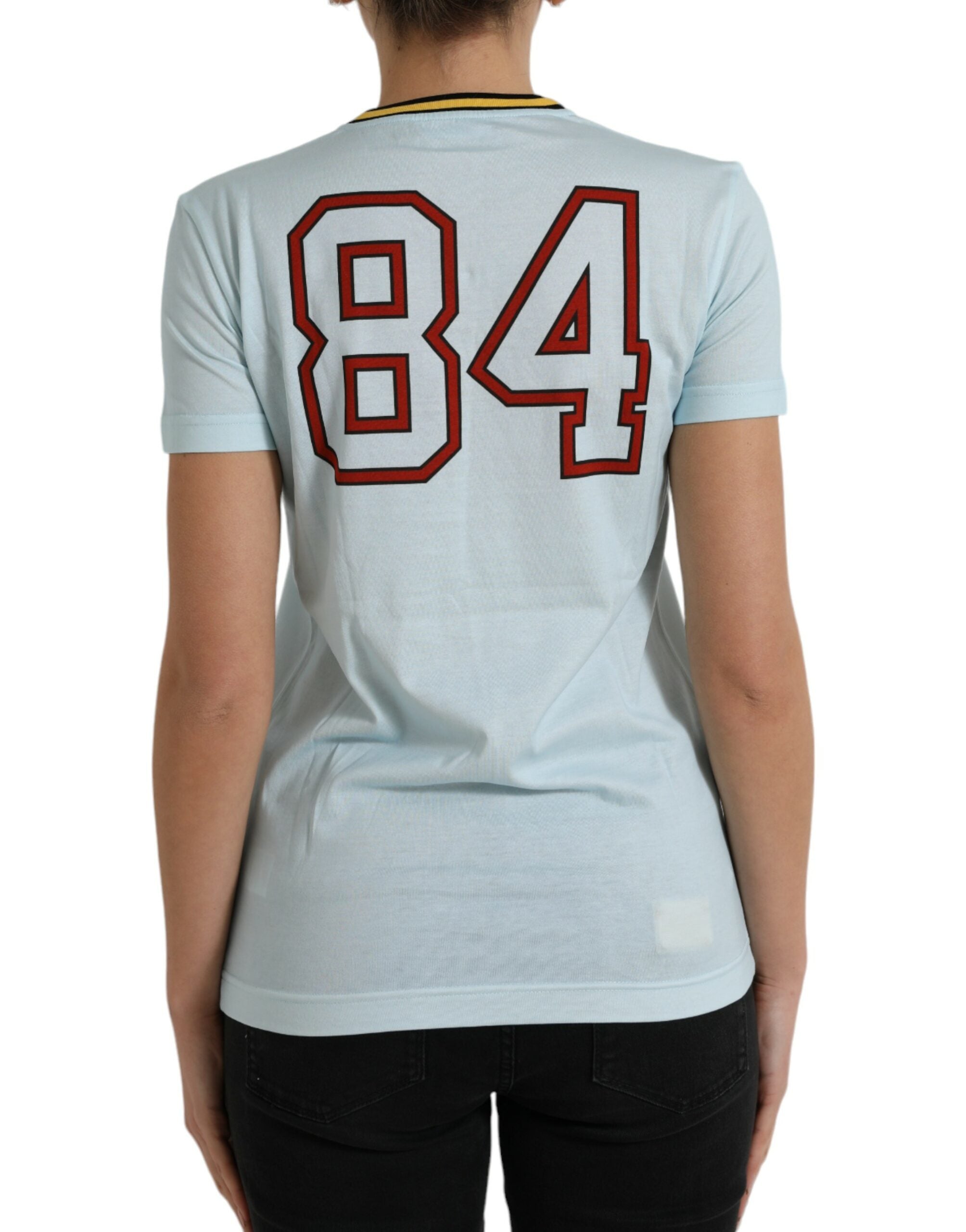 Dolce & Gabbana Light Blue Cotton Free Love Crew Neck T-shirt -   -  Dolce & Gabbana.