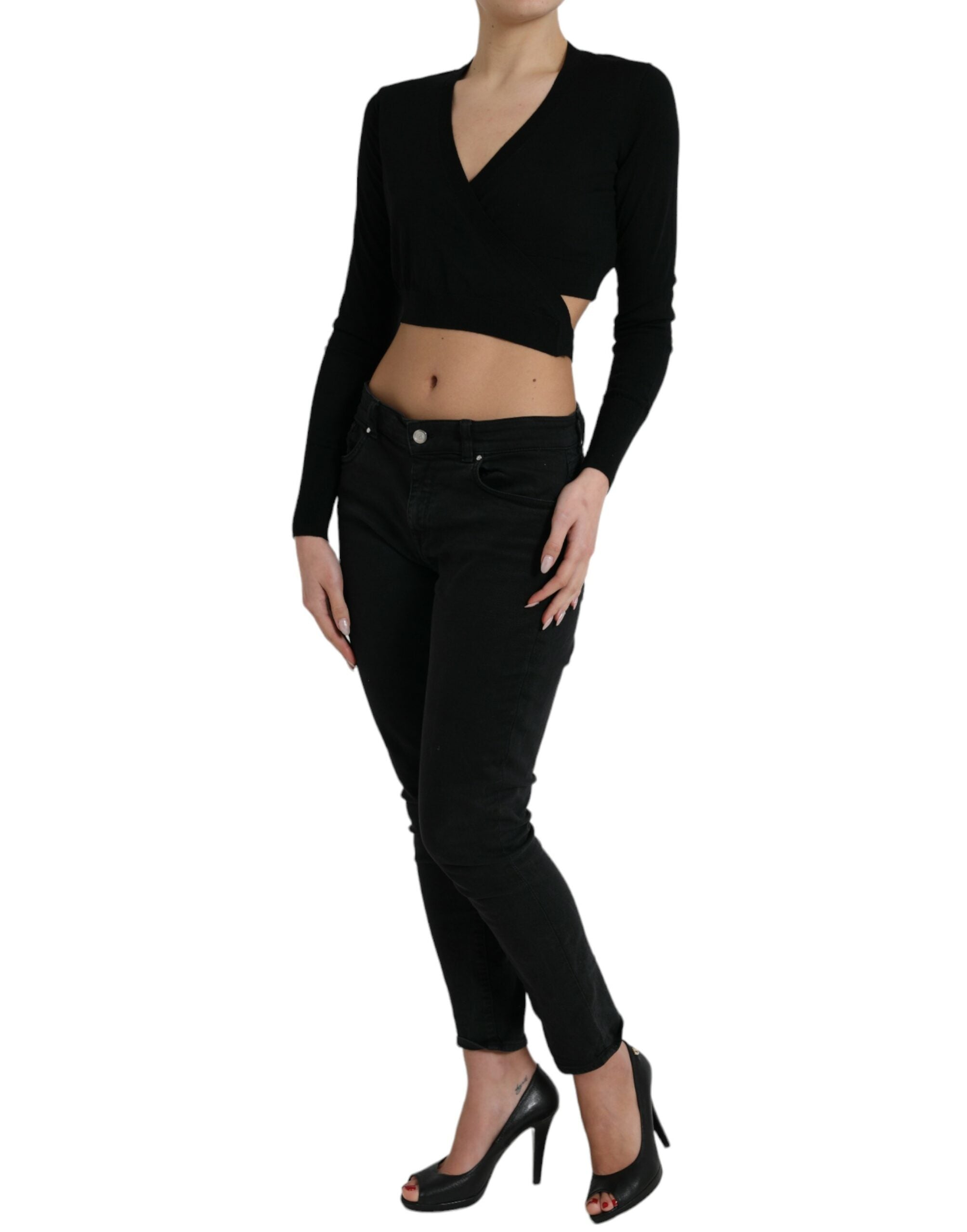 Dolce & Gabbana Black Wool V-neck Crossed Cardigan Sweater -   -  Dolce & Gabbana.