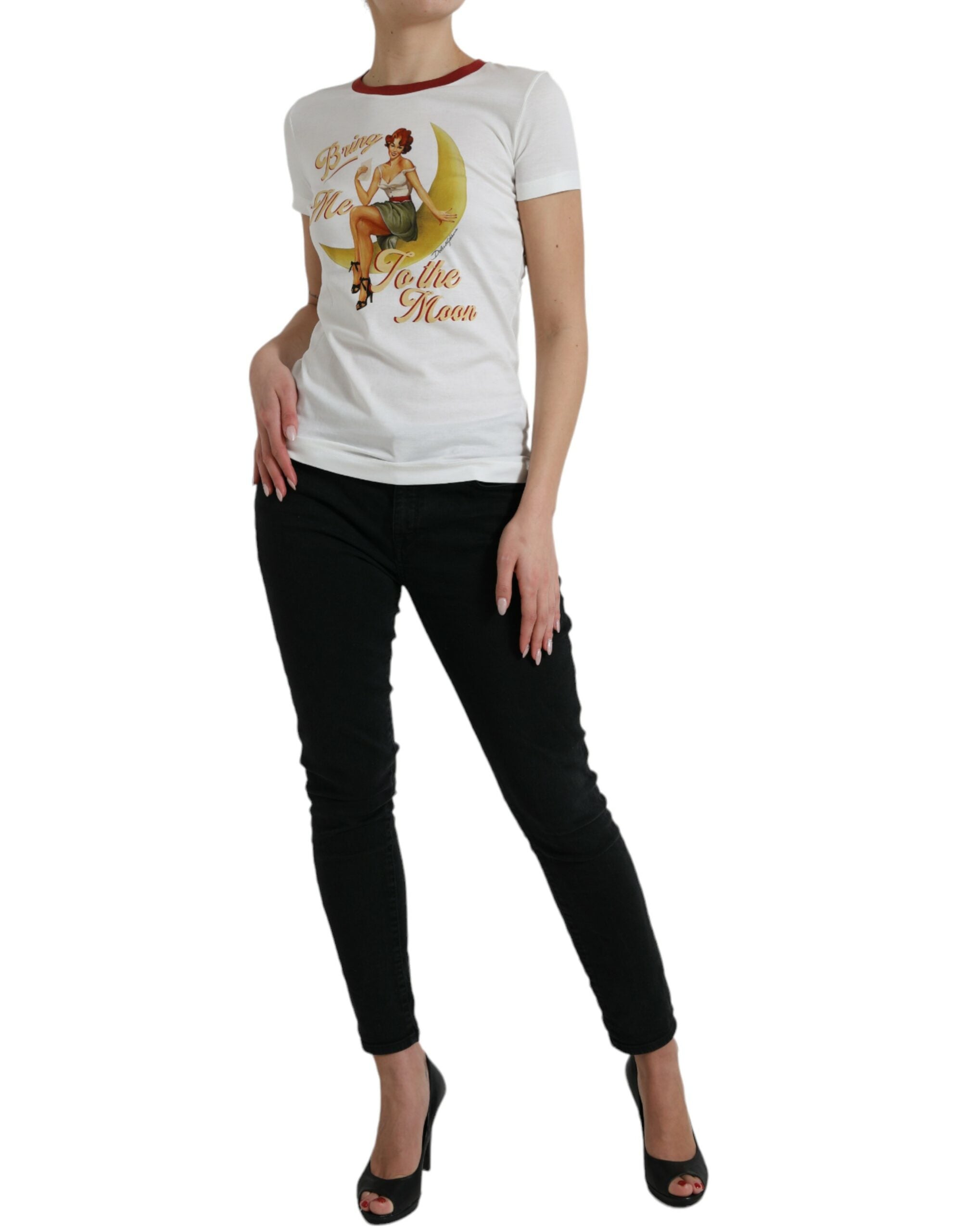 Dolce & Gabbana White Bring Me To The Moon T-shirt Top -   -  Dolce & Gabbana.