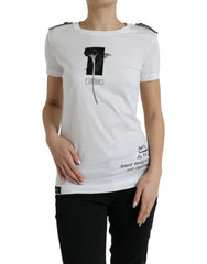 Dolce & Gabbana White Black Roses Crewneck Cotton T-shirt -   -  Dolce & Gabbana.