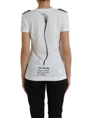 Dolce & Gabbana White Black Roses Crewneck Cotton T-shirt -   -  Dolce & Gabbana.