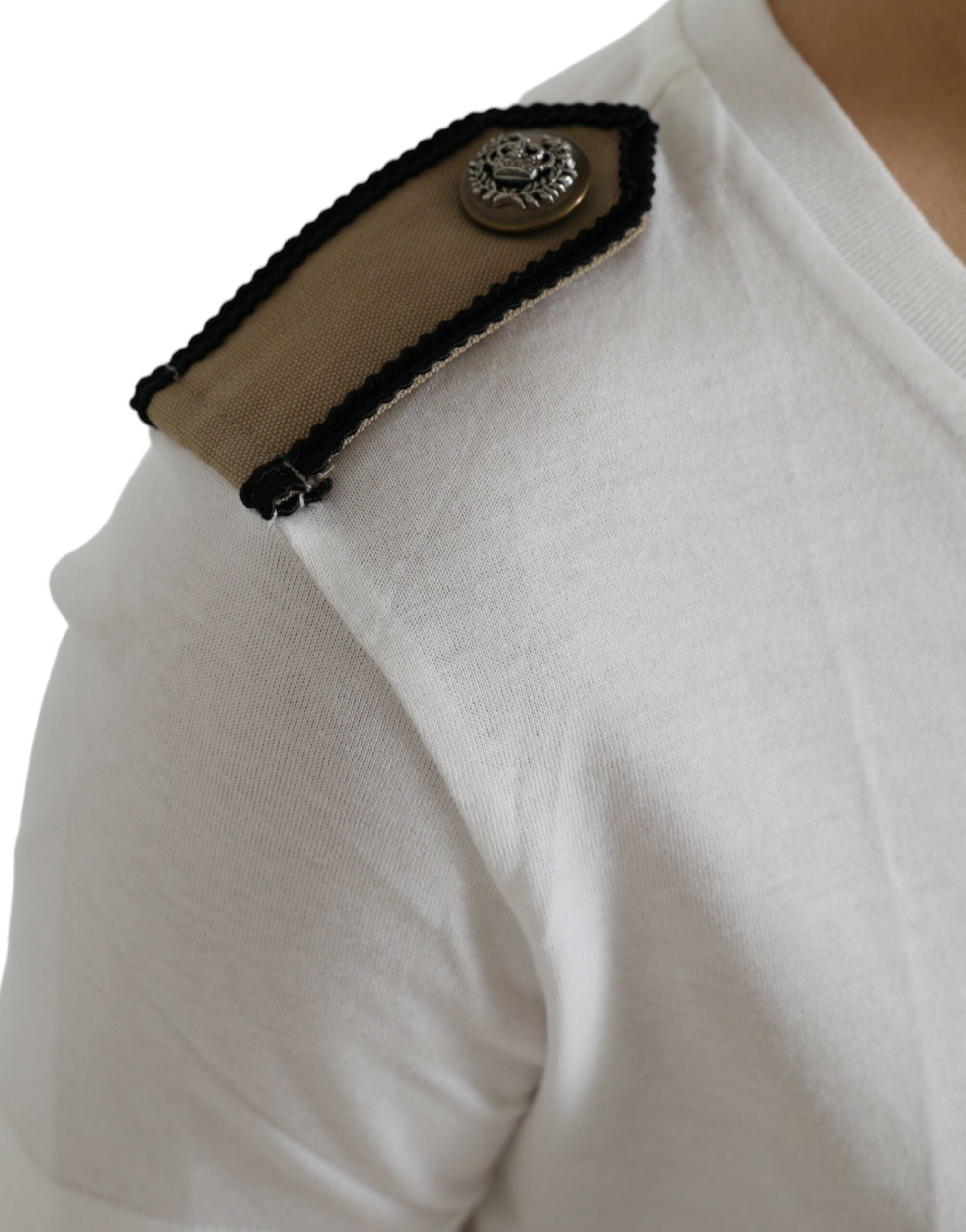 Dolce & Gabbana White Black Roses Crewneck Cotton T-shirt -   -  Dolce & Gabbana.