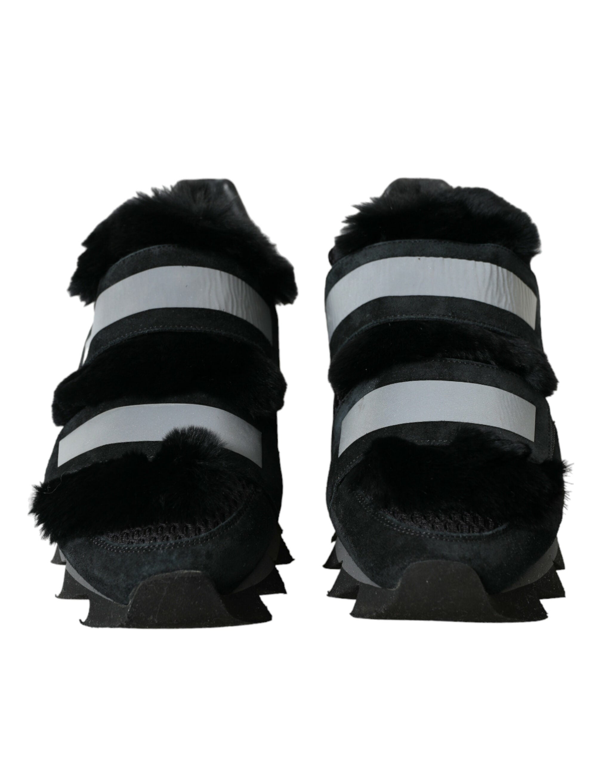 Dolce & Gabbana Black Fur Embellished Suede Sneakers Shoes -   -  Dolce & Gabbana.