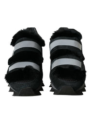 Dolce & Gabbana Black Fur Embellished Suede Sneakers Shoes -   -  Dolce & Gabbana.