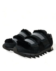 Dolce & Gabbana Black Fur Embellished Suede Sneakers Shoes -   -  Dolce & Gabbana.