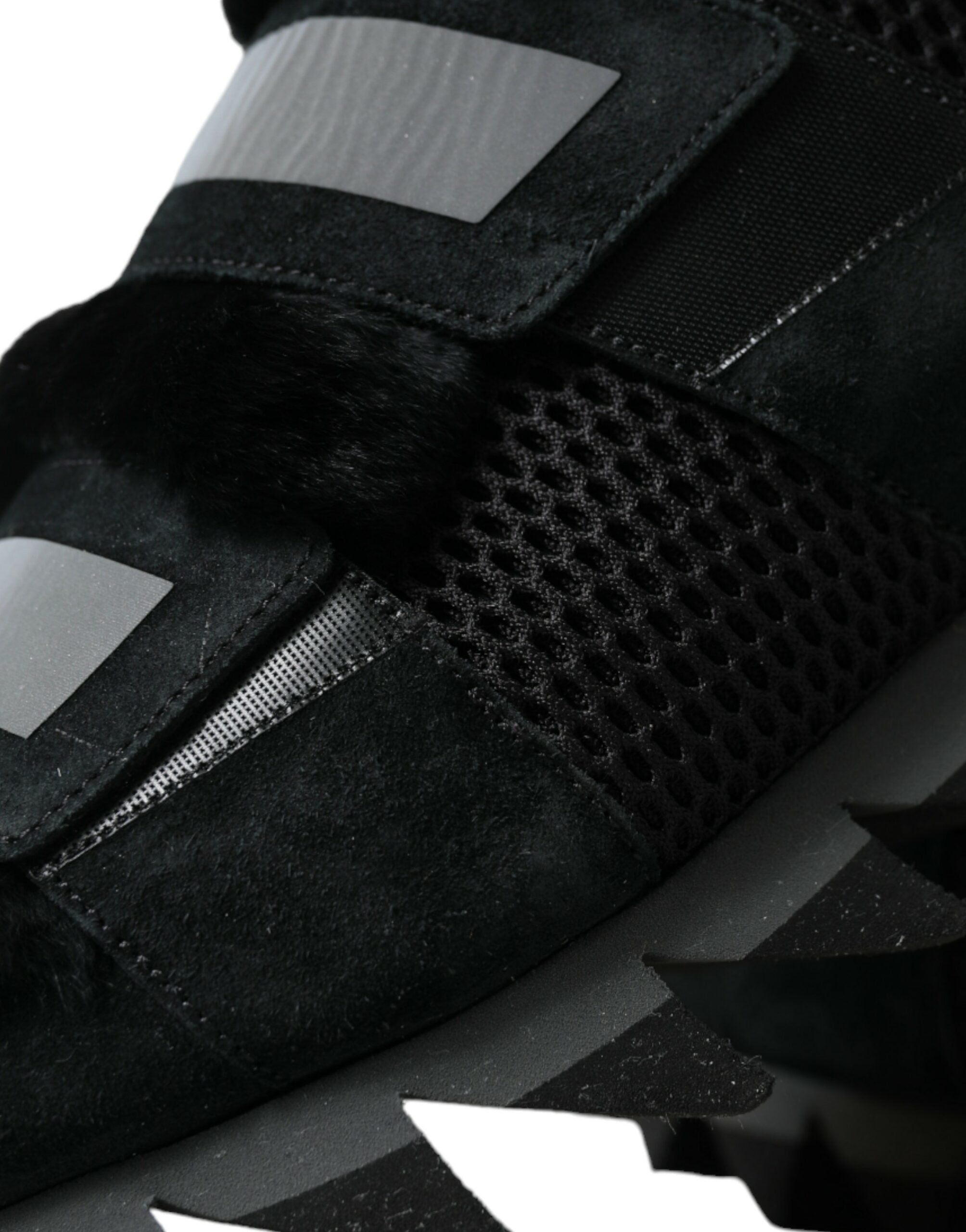 Dolce & Gabbana Black Fur Embellished Suede Sneakers Shoes -   -  Dolce & Gabbana.