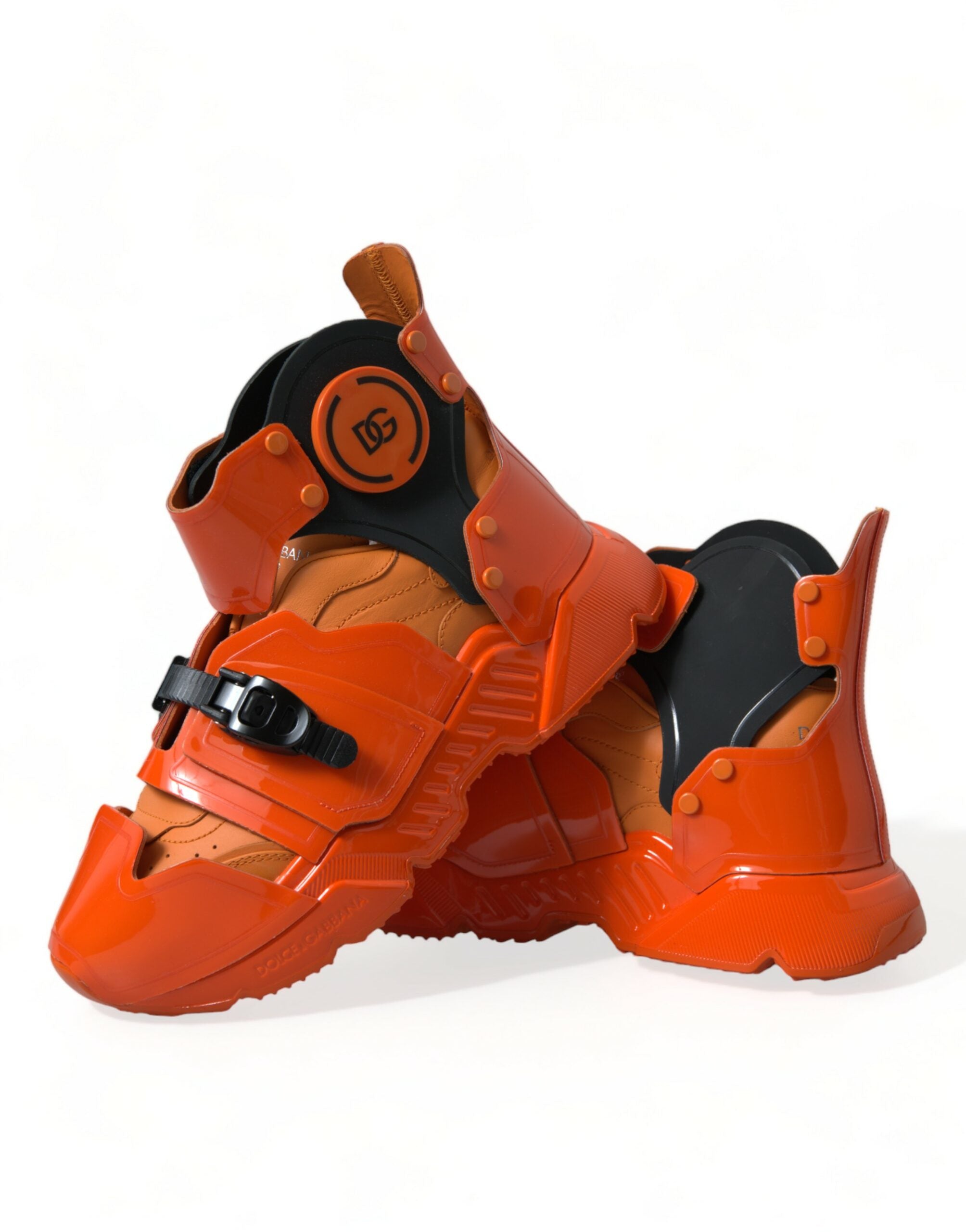 Dolce & Gabbana Orange Multi Panel Chunky High Top Sneakers Shoes -   -  Dolce & Gabbana.