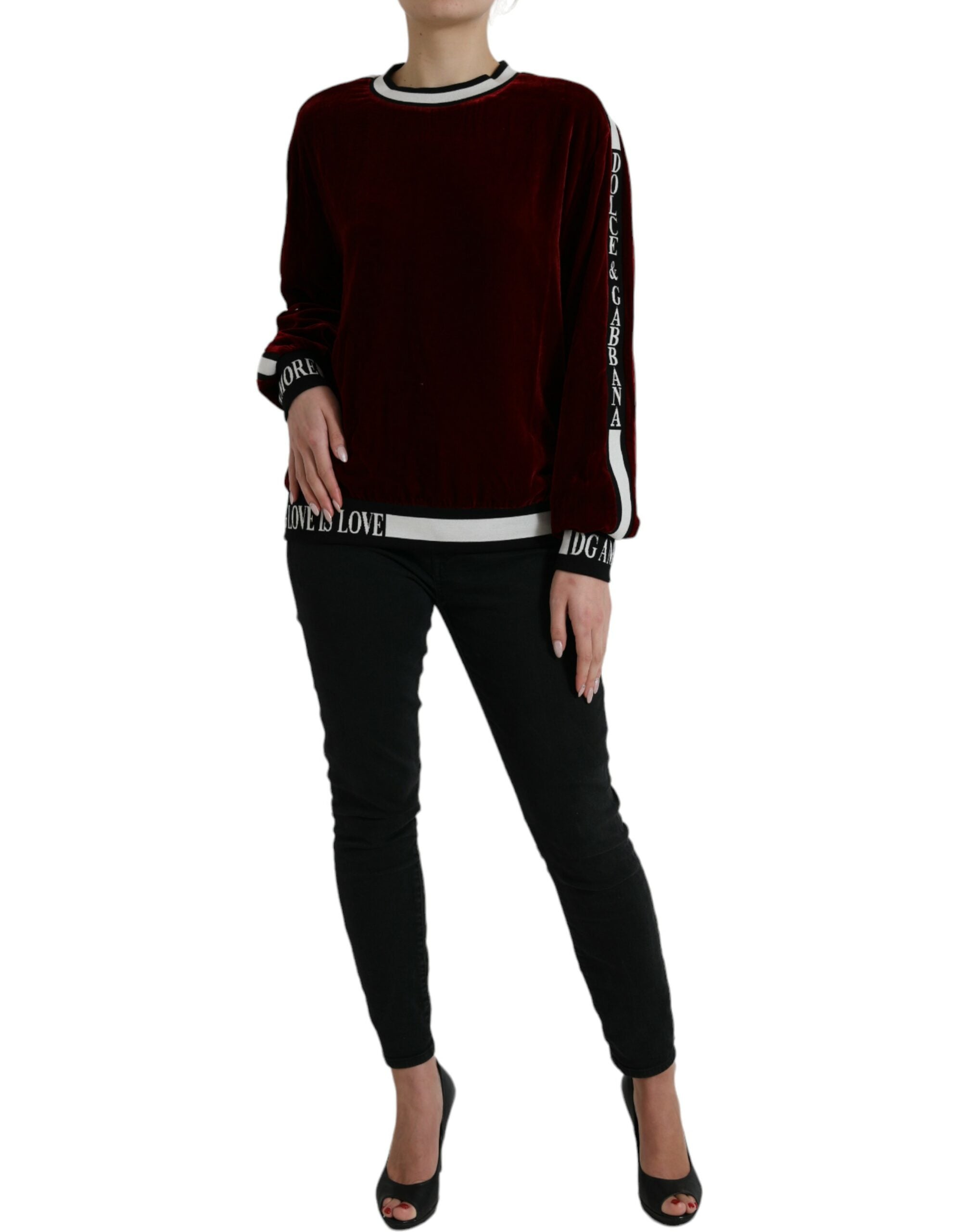 Dolce & Gabbana Bordeaux Velvet Round Neck Pullover Sweater -   -  Dolce & Gabbana.