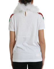 Dolce & Gabbana White Cotton Christmas Sequin Fur T-shirt -   -  Dolce & Gabbana.
