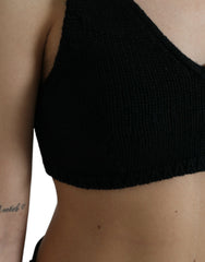 Dolce & Gabbana Black Cropped Cashmere V-neck Bustier Top -   -  Dolce & Gabbana.