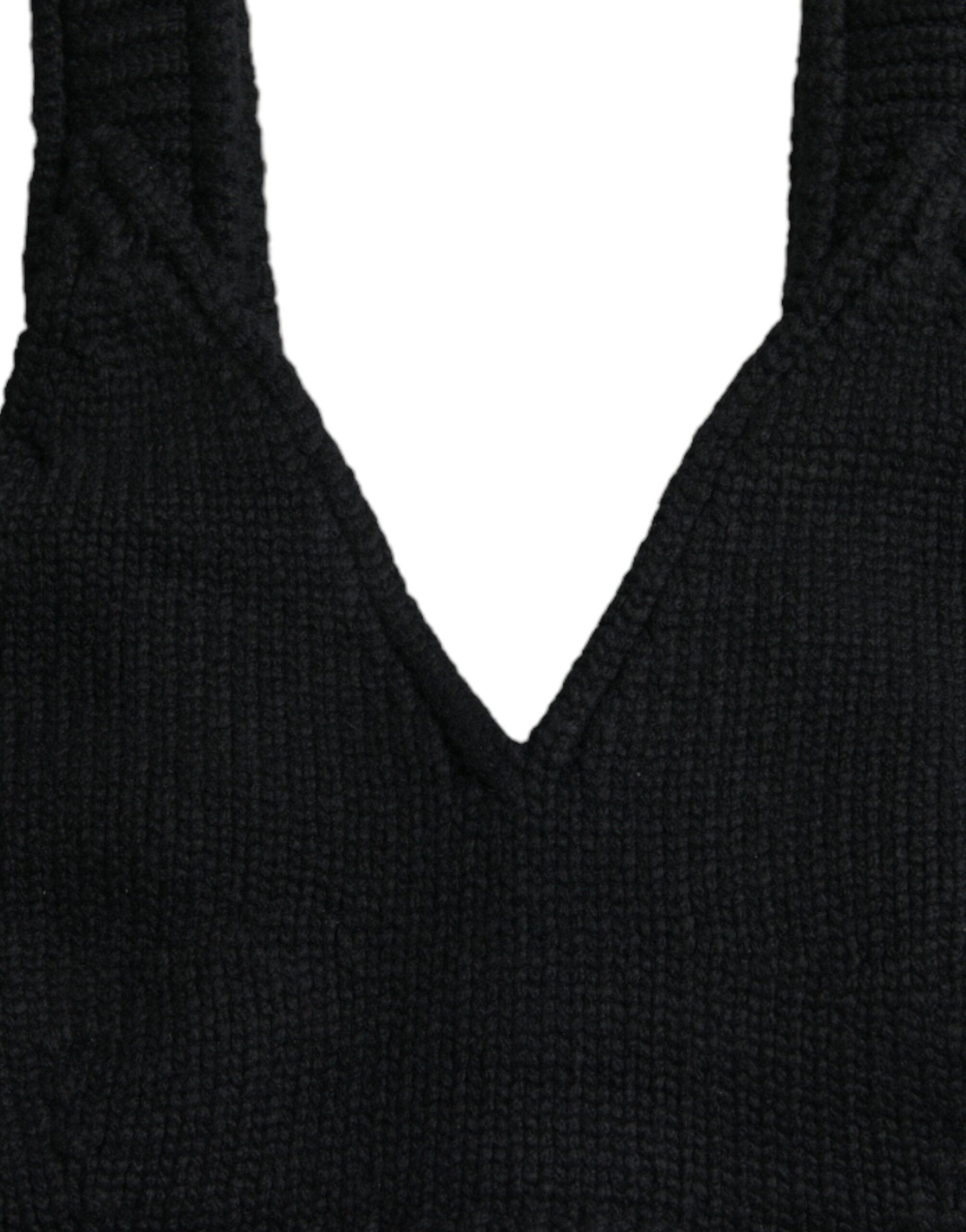 Dolce & Gabbana Black Cropped Cashmere V-neck Bustier Top -   -  Dolce & Gabbana.