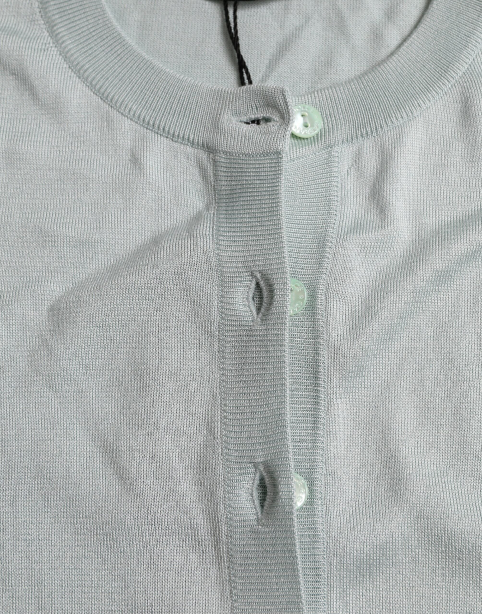 Dolce & Gabbana Light Blue Silk Crew Neck Cardigan Sweater -   -  Dolce & Gabbana.